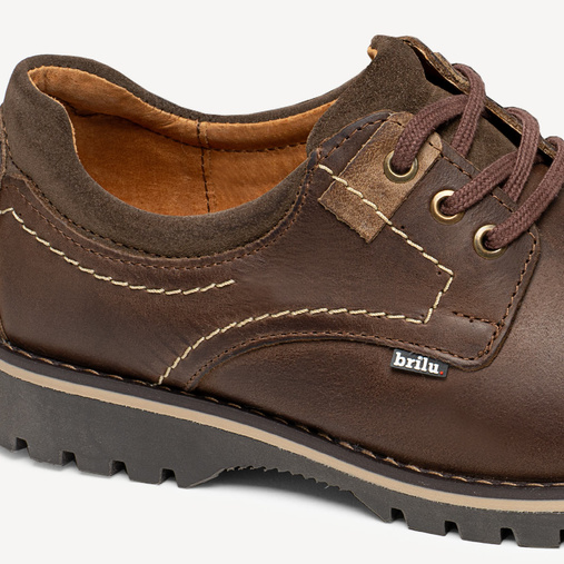 Skórzane półbuty trapery na grubej podeszwie Mateus brązowe