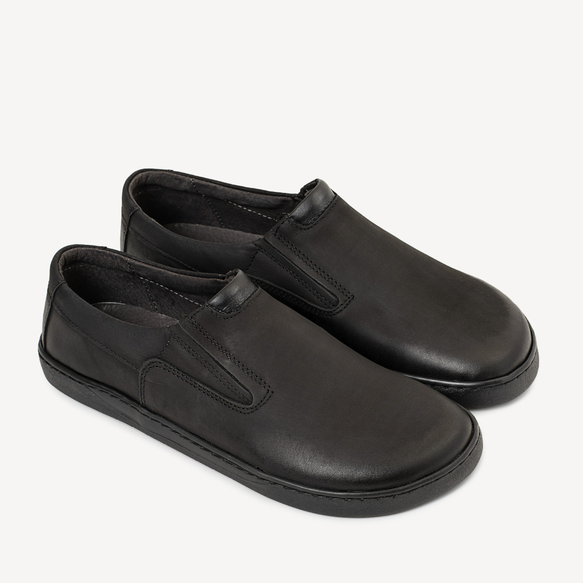 Męskie skórzane półbuty wkładane barefoot Wayne czarne