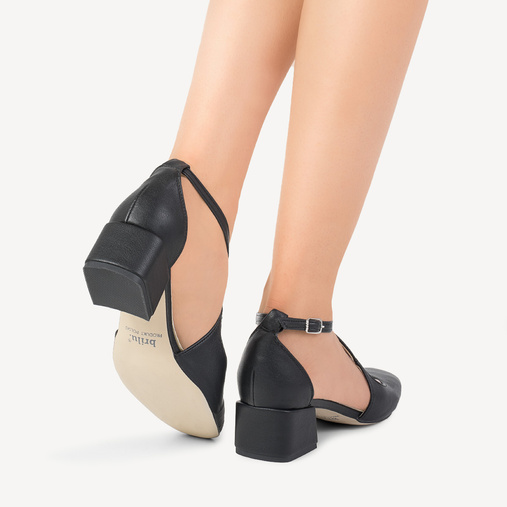 Licowe czółenka na niskim obcasie Emerly czarne