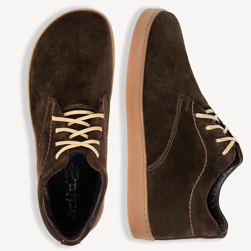 Skórzane zimowe trzewiki barefoot Harley brązowe