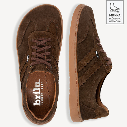 Skórzane minimalistyczne sneakersy barefoot Chelsey brązowe