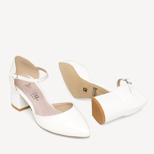 Ślubne czółenka z paskiem Audrey białe