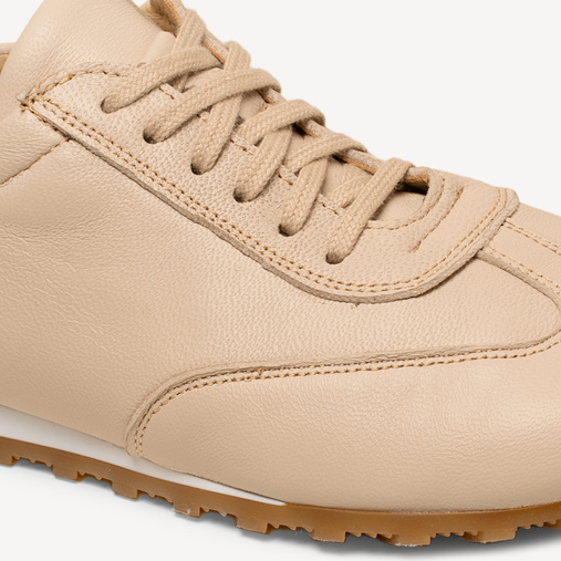 Skórzane sneakersy damskie barefoot z szerokim noskiem October beżowe