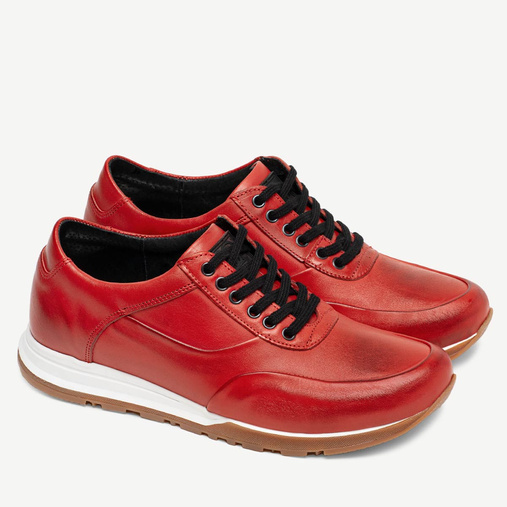 Skórzane sneakersy męskie Tommy czerwone
