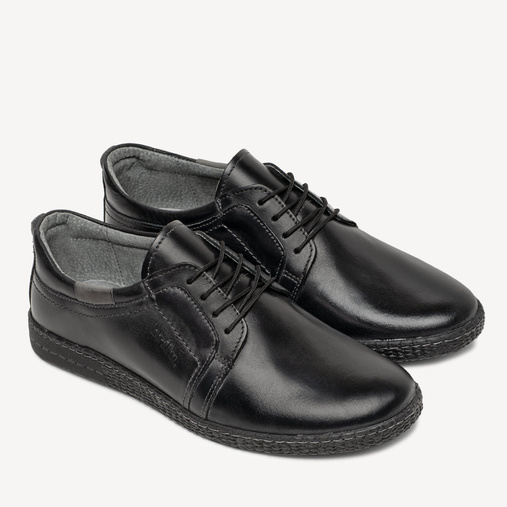 Półbuty skórzane sznurowane Alfredo czarne