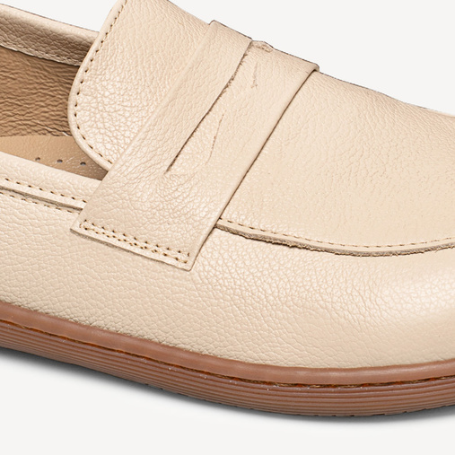 Skórzane mokasyny damskie barefoot Sorrena beżowe
