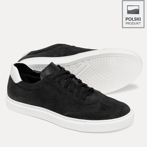 Męskie skórzane zamszowe sneakersy Maxwell czarne