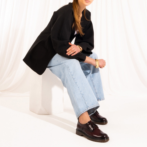 Skórzane glany półbuty damskie Silessia bordowe