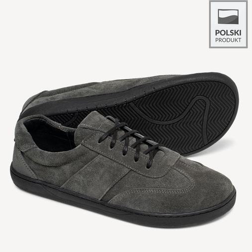 Skórzane minimalistyczne sneakersy barefoot Davos szare