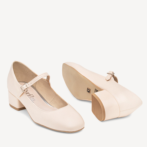 Ślubne czółenka na niskim obcasie Serena cieliste ecru