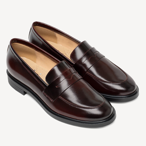 Skórzane wsuwane półbuty damskie Melanie bordowe