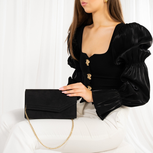 Klasyczna zamszowa kopertówka Jemma czarna