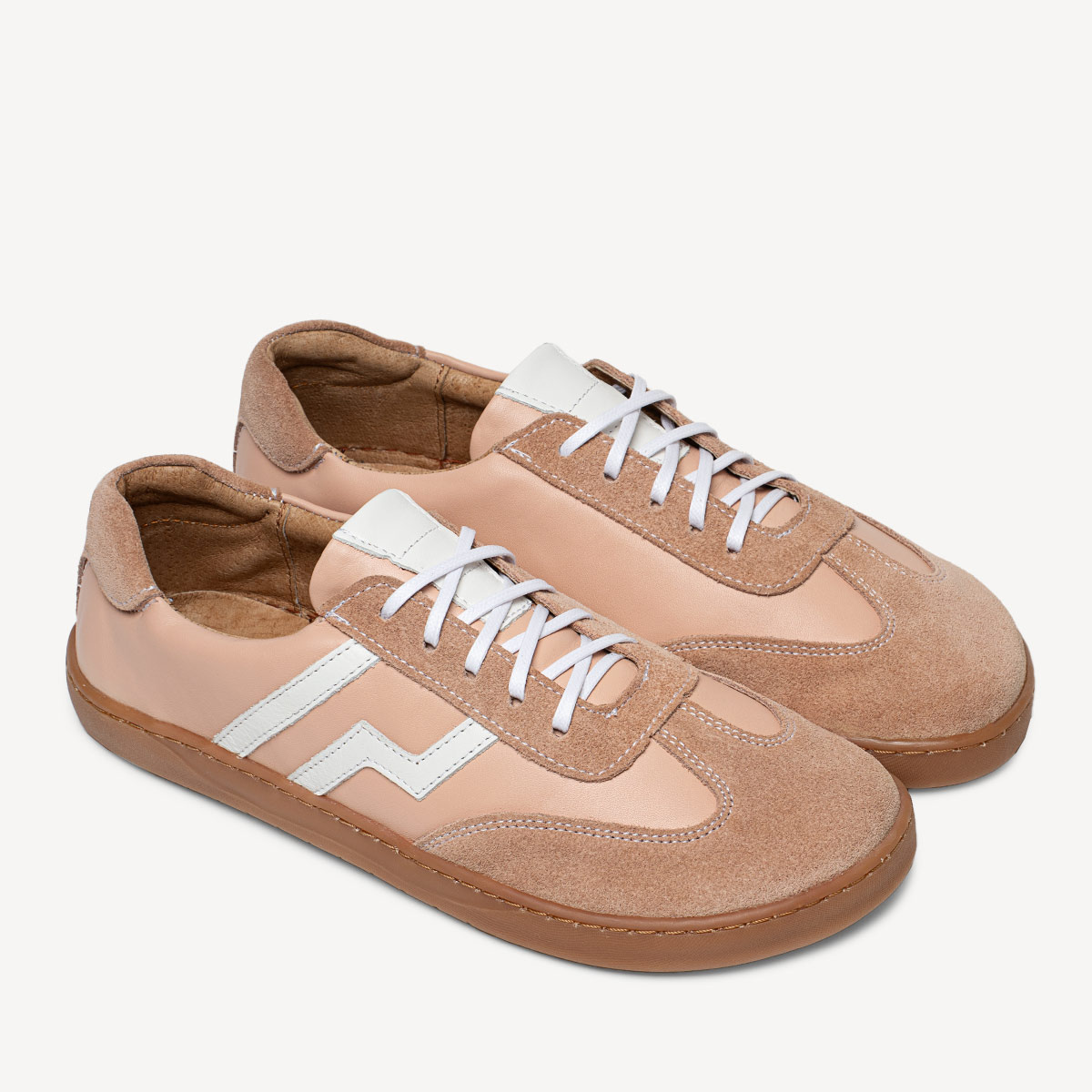 Skórzane minimalistyczne sneakersy barefoot River różowe