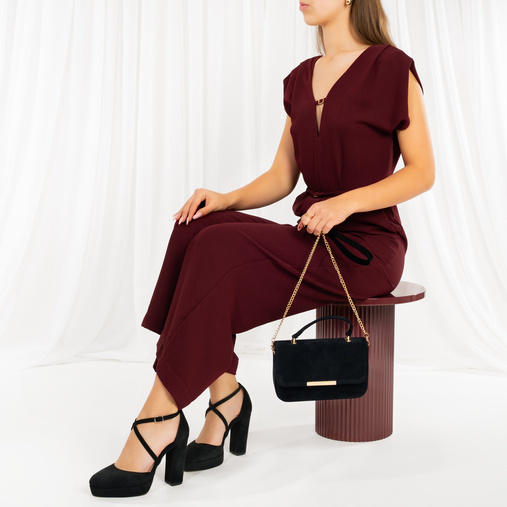 Zamszowa kopertówka z łańcuszkiem Ginger czarna