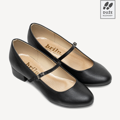 Licowe balerinki z paskiem Joelle czarne