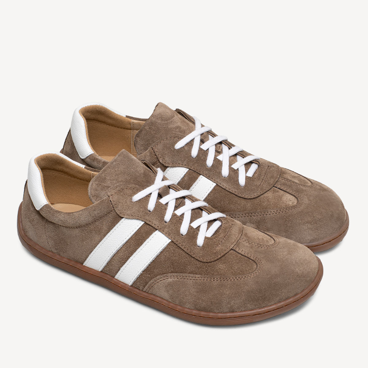 Zamszowe damskie sneakersy barefoot Mocca beżowe