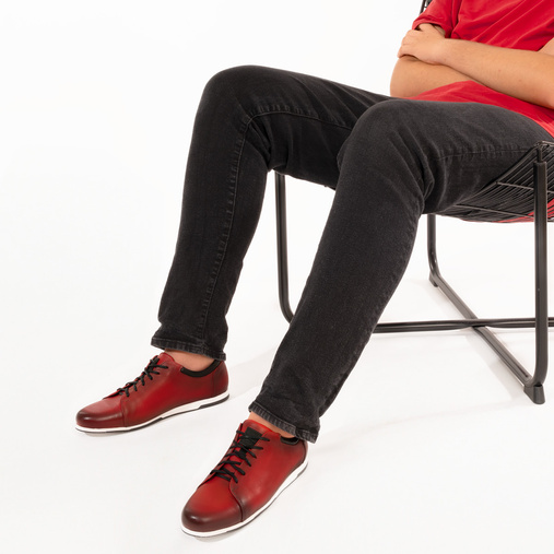 Męskie skórzane półbuty casualowe Albert czerwone