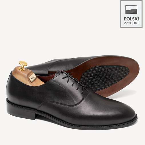 Skórzane wizytowe półbuty męskie XXL Adam czarne