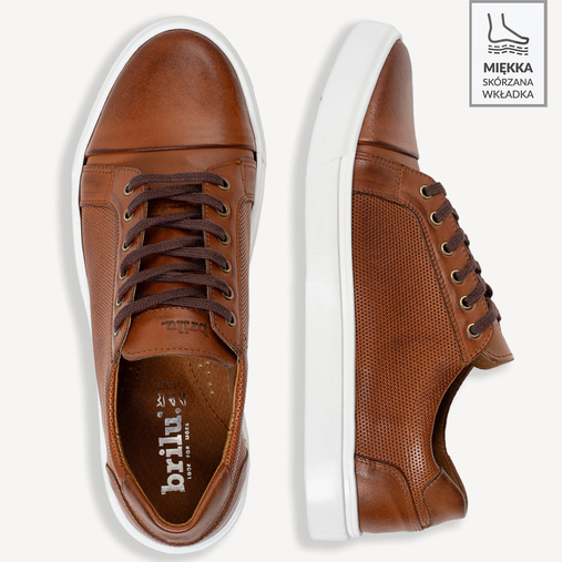 Skórzane sneakersy męskie Phill brązowe