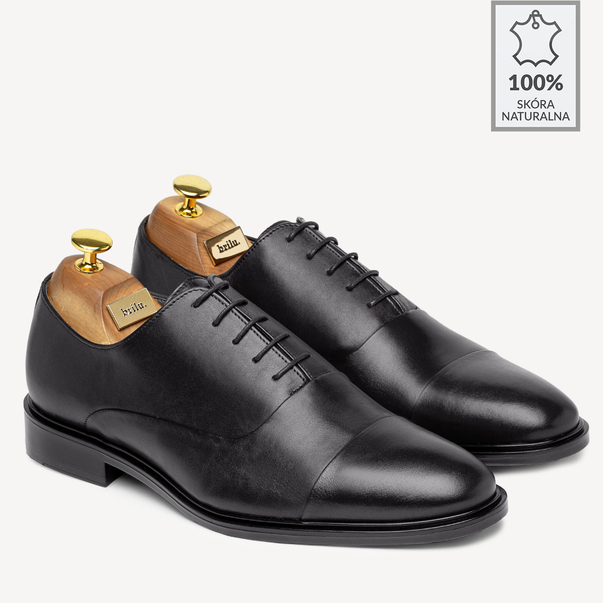 Męskie buty wizytowe ze skóry naturalnej Stefano czarne