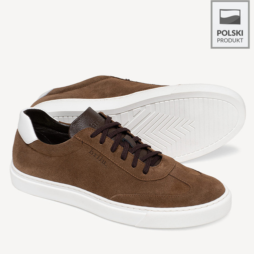 Męskie skórzane zamszowe sneakersy Maxwell brązowe
