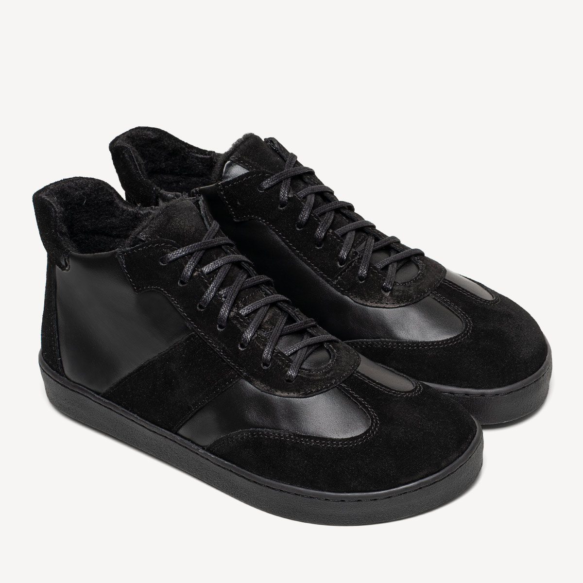 Skórzane zimowe trzewiki barefoot West czarne