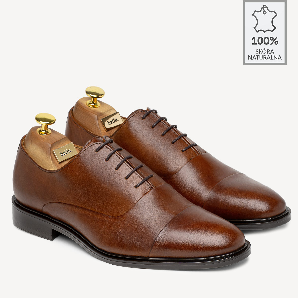 Męskie buty wizytowe ze skóry naturalnej Stefano brązowe