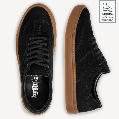 Męskie skórzane zamszowe trampki Jasper czarne