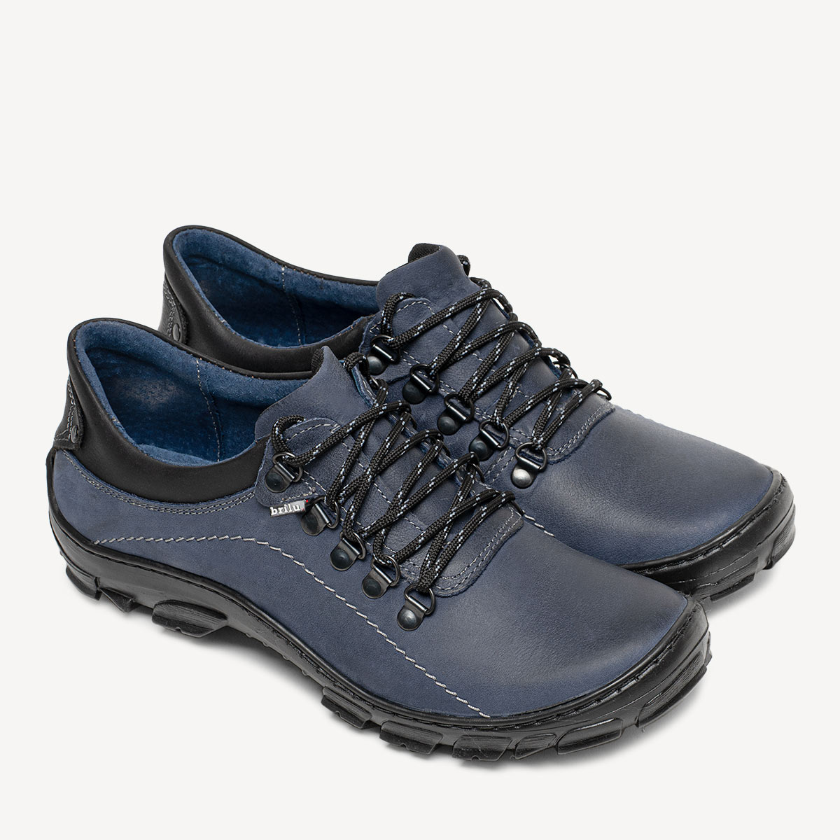 Męskie buty trekkingowe skórzane David granatowe