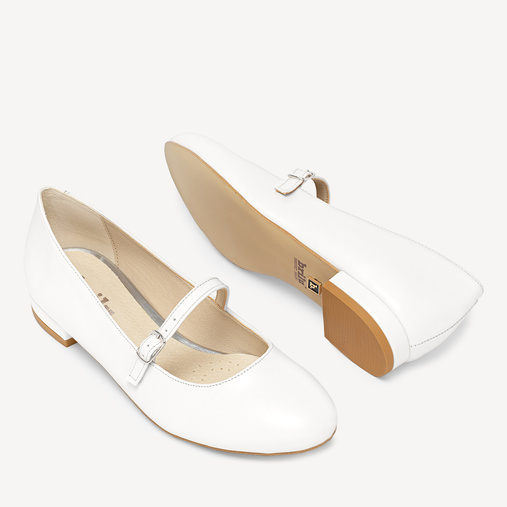 Ślubne balerinki z paskiem Delinah białe