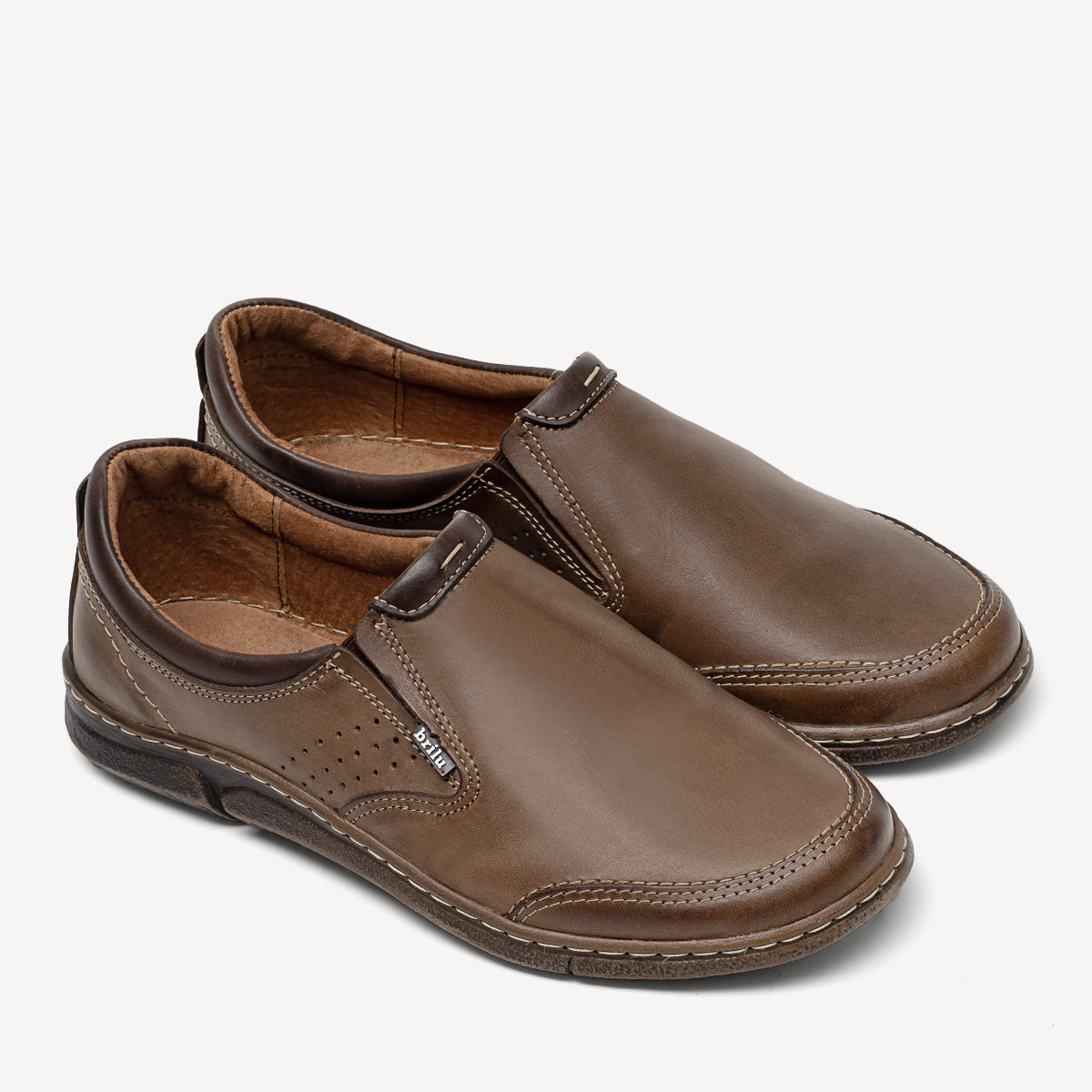 Wsuwane półbuty casualowe ze skóry Erwin brązowe