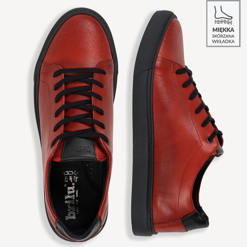 Skórzane sneakersy męskie Dean czerwone