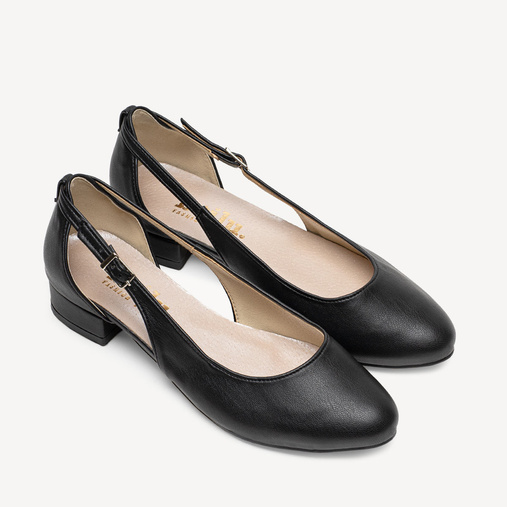 Licowe balerinki z wyciętą na bokach cholewką Jillian czarne