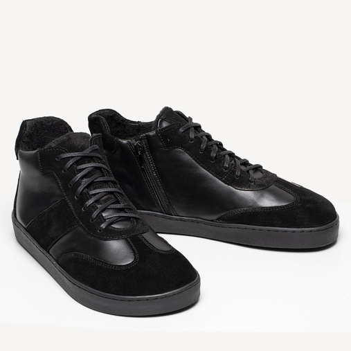 Skórzane trzewiki męskie barefoot West czarne