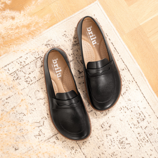 Skórzane mokasyny damskie barefoot Sorrena czarne