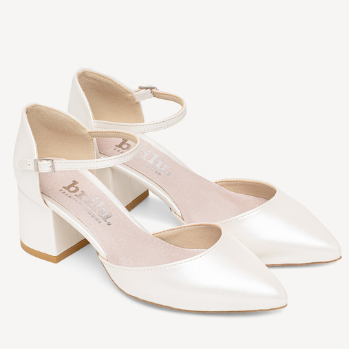  Ślubne perłowe czółenka z paskiem Audrey ivory