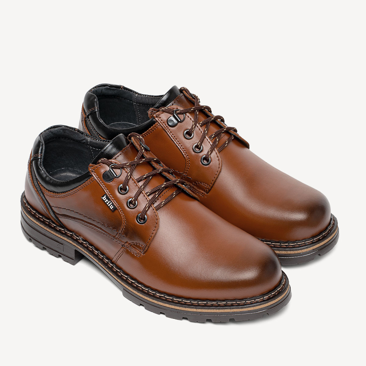 Męskie skórzane półbuty sznurowane Frosty brązowe