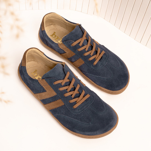 Skórzane sneakersy barefoot damskie anatomiczne Sandy granatowe