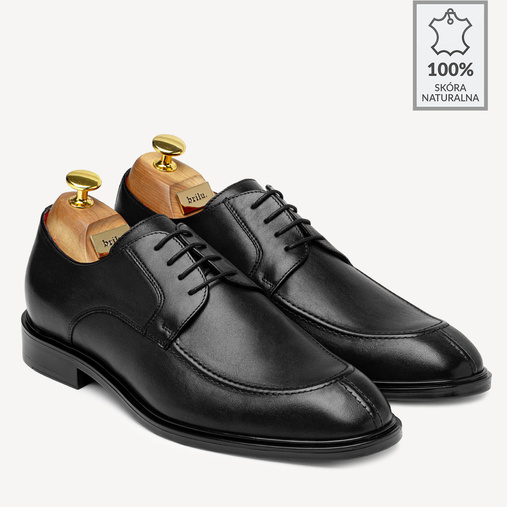 Buty wizytowe skórzane derby Leonardo czarne