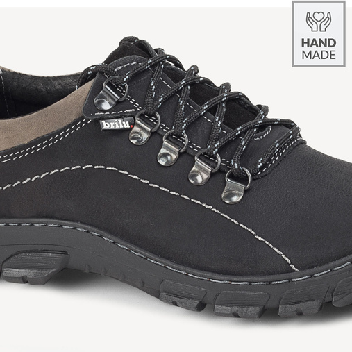 Męskie buty trekkingowe skórzane David czarne