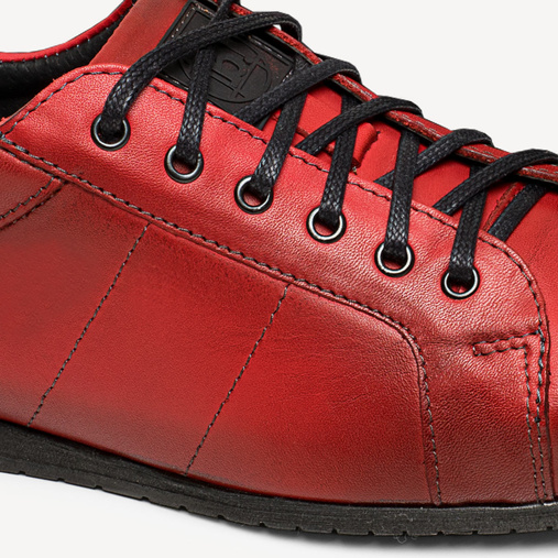 Męskie skórzane półbuty casualowe Dereck czerwone