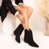 Skórzane zamszowe botki damskie kowbojki na niskim obcasie Casya czarne