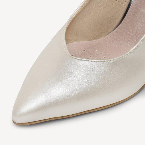 Ślubne perłowe czółenka na słupku Stacy ivory