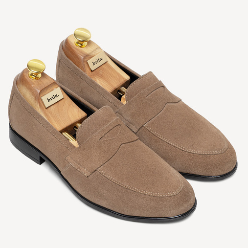 Skórzane zamszowe loafersy męskie Jerome beżowe