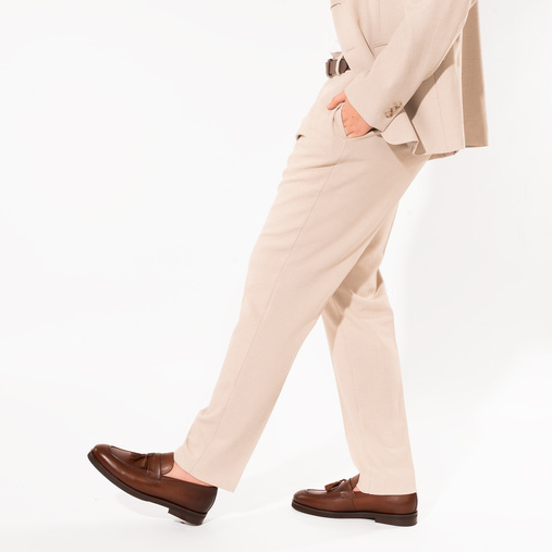 Skórzane loafersy męskie z frędzlami Gervais brązowe