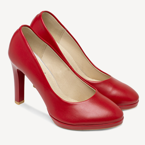 Klasyczne wysokie szpilki na platformie Vivien czerwone