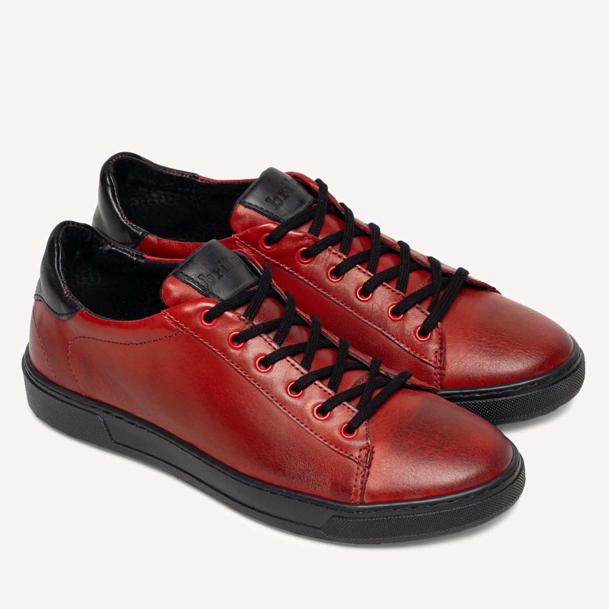 Skórzane sneakersy męskie Miles czerwone