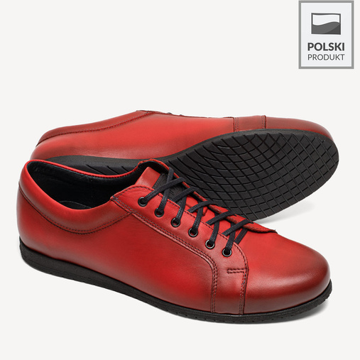 Męskie skórzane półbuty casualowe Parker czerwone