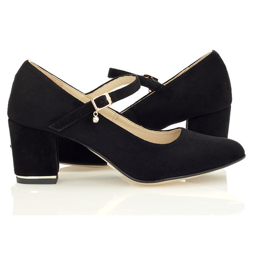 Zamszowe czółenka z paseczkiem Brylee czarne