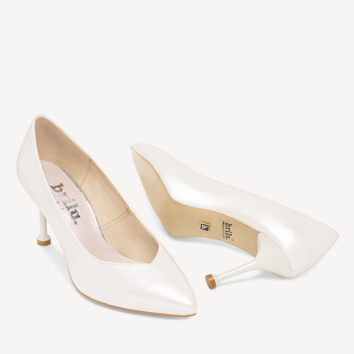 Ślubne perłowe klasyczne wysokie szpilki Femme ivory